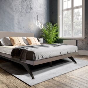 Le lit à eau / waterbed Altura de Poseïdon avec sa tête de lit Altura et son socle ouvert en acier