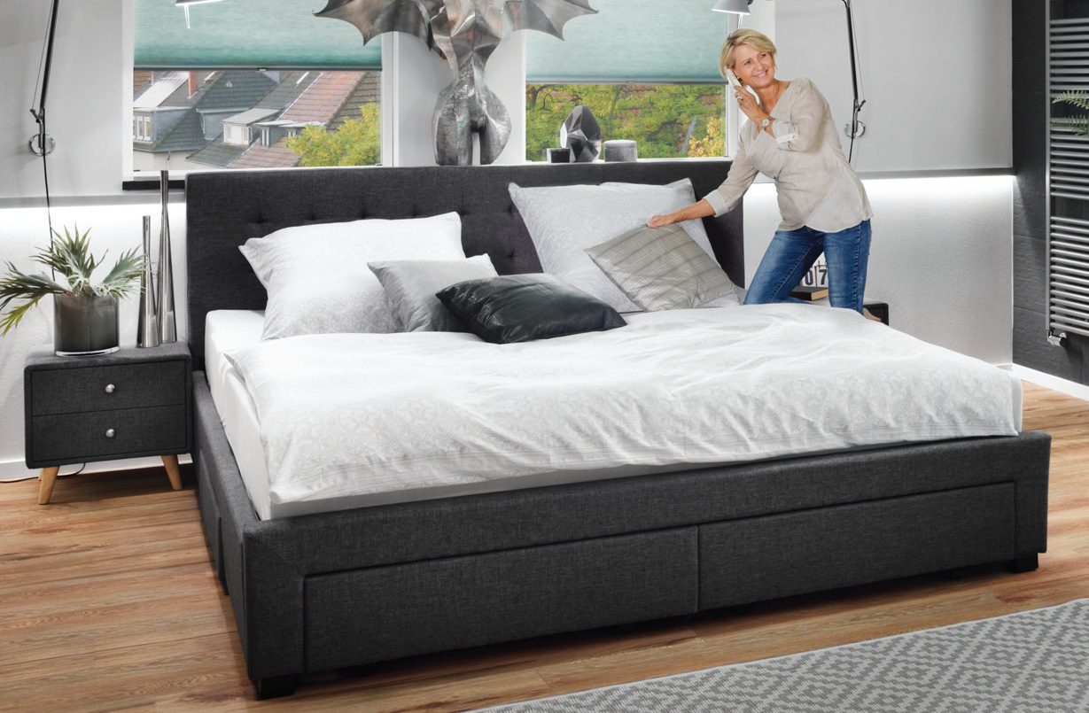 Lit à eau / waterbed Aqua Flair Softside 200 x 200 cm avec cadre de lit, tête de lit et quatre tiroirs – Image 5