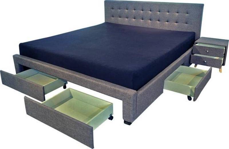 Lit à eau / waterbed Aqua Flair Softside 200 x 200 cm avec cadre de lit, tête de lit et quatre tiroirs – Image 3