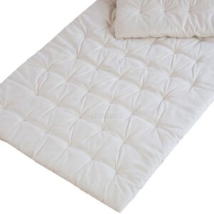 Surmatelas bio épais de 3 cm MS-RS en crins de cheval garantis 100 % sans allergies avec sa housse en coton bio couleur écru.